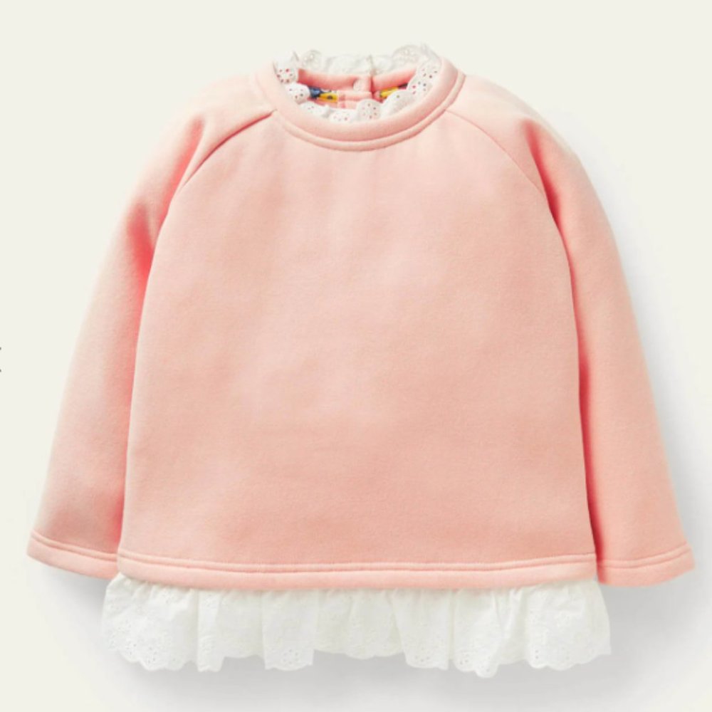 Mini Boden Broderie Trim Sweatshirt